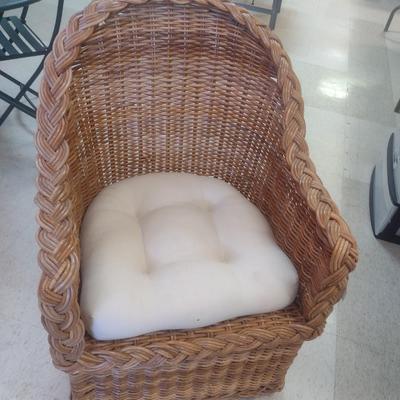 Natural Wicker Weave Patio Chair with Cushion