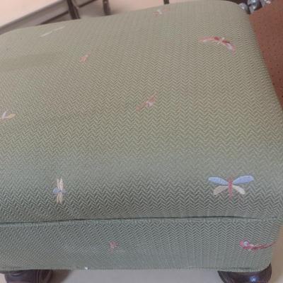 Upholstered Dragonfly Themed Foot Stool