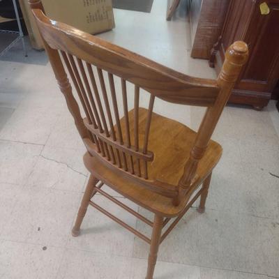 Set of Six Solid Oak Spindle Back Dining Chairs