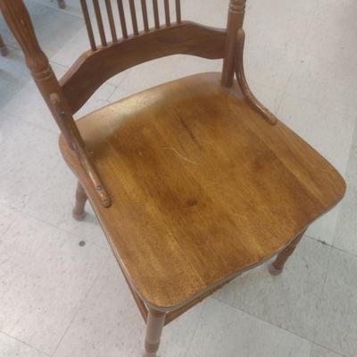 Set of Six Solid Oak Spindle Back Dining Chairs