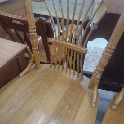 Pair of Solid Oak Wood Spindle Back Swivel Seat Bar Stools