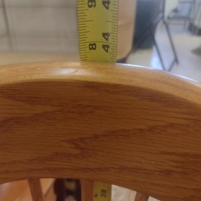 Pair of Solid Oak Wood Spindle Back Swivel Seat Bar Stools