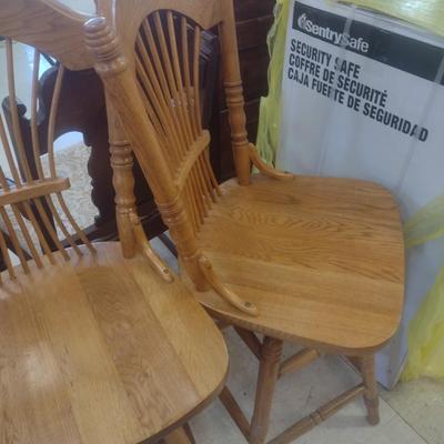 Pair of Solid Oak Wood Spindle Back Swivel Seat Bar Stools