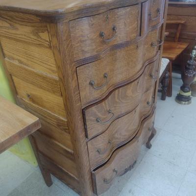 Impressive Antique Oak Two Over Four Dresser with Harness Swivel Mirror