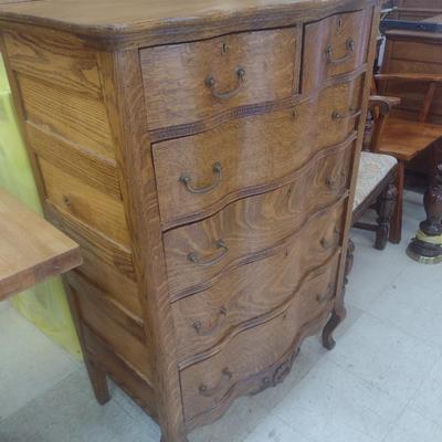 Impressive Antique Oak Two Over Four Dresser with Harness Swivel Mirror
