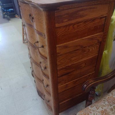Impressive Antique Oak Two Over Four Dresser with Harness Swivel Mirror