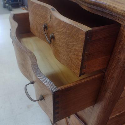 Impressive Antique Oak Two Over Four Dresser with Harness Swivel Mirror