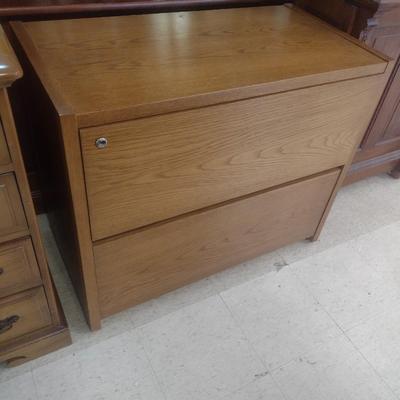 Double Drawer Wood Finish Legal File Sized Cabinet