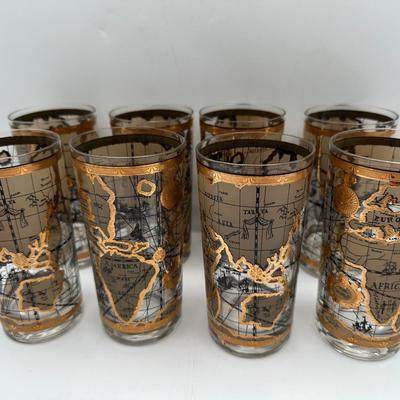 1960s Vintage Cera “World Map” Glasses - Set of 8