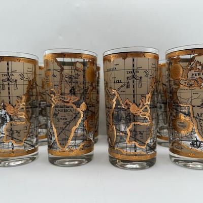 1960s Vintage Cera “World Map” Glasses - Set of 8
