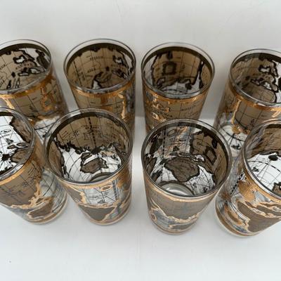 1960s Vintage Cera “World Map” Glasses - Set of 8