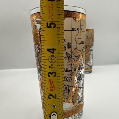 1960s Vintage Cera “World Map” Glasses - Set of 8