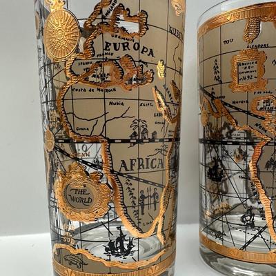 1960s Vintage Cera “World Map” Glasses - Set of 8