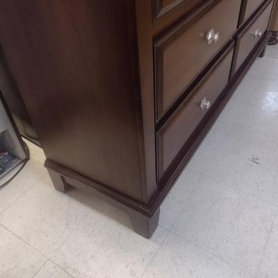 Large Mahogany Finish Ten Drawer Dresser with Mirror