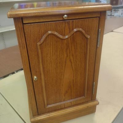 Oak Finish Side Table with Storage Compartment and Magazine Rack Choice A