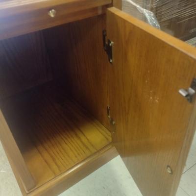 Oak Finish Side Table with Storage Compartment and Magazine Rack Choice A