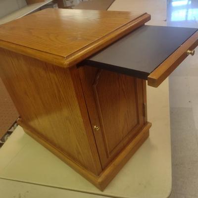 Oak Finish Side Table with Storage Compartment and Magazine Rack Choice B