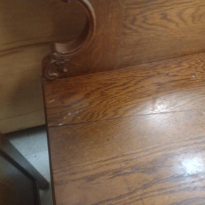 Antique Solid Oak Serpentine Two Over One Dresser with Harnessed Swivel Mirror