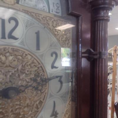 Vintage Mid Century Revere Grandfather Clock Electric Telechron Movement with Weights and Pendulum
