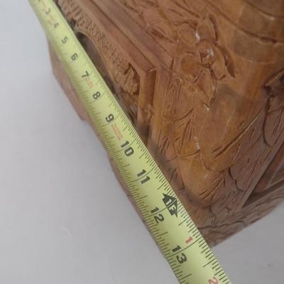 Vintage Wood Carved Storage Trunk Wildlife Theme Asian Influence Choice 28"