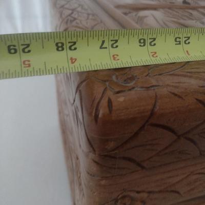 Vintage Wood Carved Storage Trunk Wildlife Theme Asian Influence Choice 28"