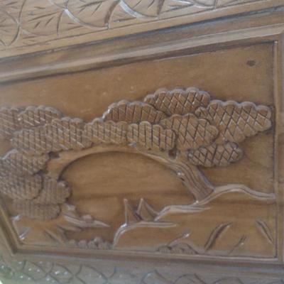 Vintage Wood Carved Storage Trunk Wildlife Theme Asian Influence Choice 40"