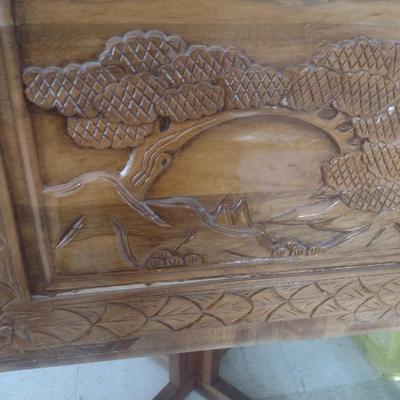 Vintage Wood Carved Storage Trunk Wildlife Theme Asian Influence Choice 40"
