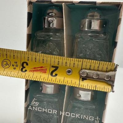 Vintage Anchor Hocking Mini Salt and Pepper Shakers in Original Box