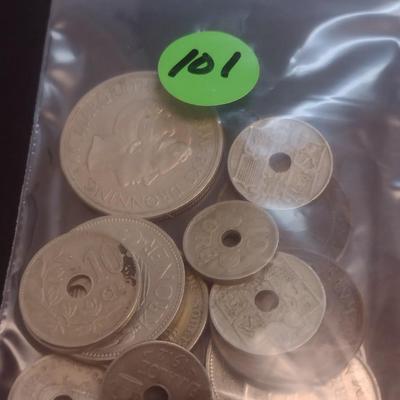 Collection of World Coins Mostly Danish or Spanish Various Dates, Denominations and Origin (#101)
