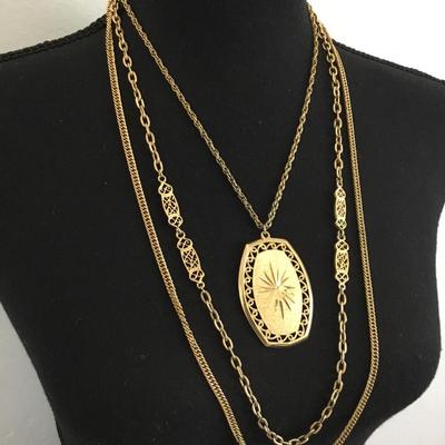 Vintage double strand gold toned statement necklace