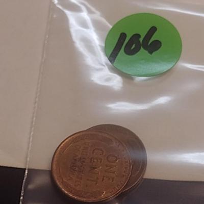 Set of Two 1942-D U. S. Wheat Pennies on with "L" on Rim Error (#106)