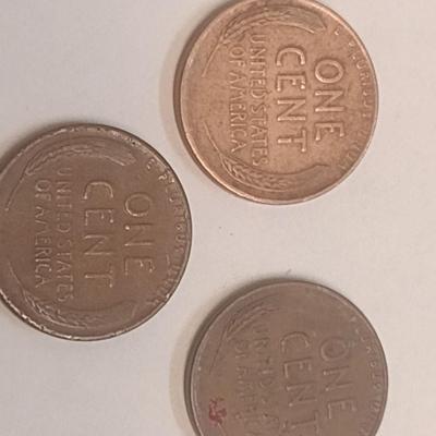 Set of Three U. S. Wheat Pennies 1956-D, 1945, and 1949-D Error (#109)