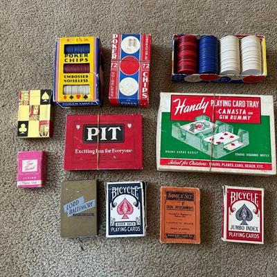 POKER CHIPS, DECKS OF CARDS, HANDY CARD TRAY AND MORE