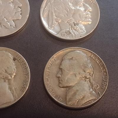 Set of Six U.S. Nickels Various Dates Barber, Buffalo and Jefferson (#110)