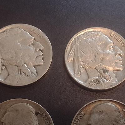 Set of Six U.S. Nickels Various Dates Barber, Buffalo and Jefferson (#110)