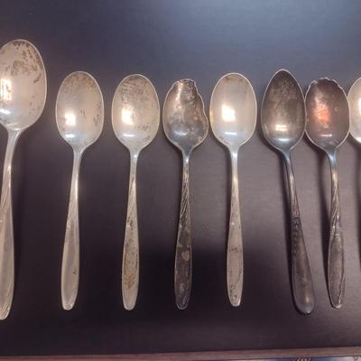 Set of Eight Pieces Sterling Silver Spoons 258 grams (#1)