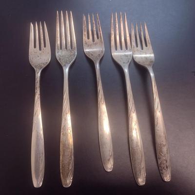 Set of Five Pieces Sterling Silver Forks 212 grams (#2)