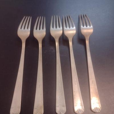 Set of Five Pieces Sterling Silver Forks 234 grams (#3)