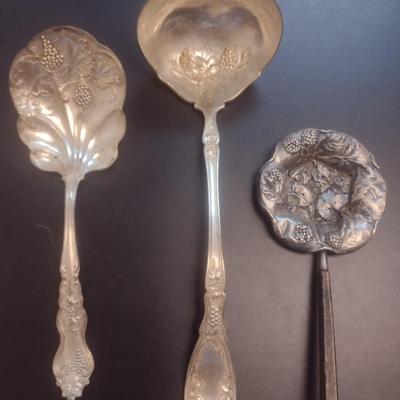 Set of Three Pieces Antique Silverplate Serving Utensils (#7)