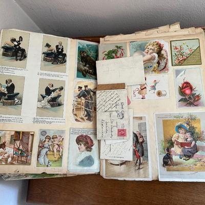 2 ANTIQUE SCRAP BOOKS AND PICTURES OF MEMORY BOOK