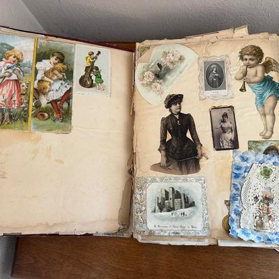 2 ANTIQUE SCRAP BOOKS AND PICTURES OF MEMORY BOOK
