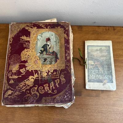 2 ANTIQUE SCRAP BOOKS AND PICTURES OF MEMORY BOOK