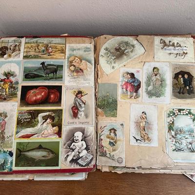 2 ANTIQUE SCRAP BOOKS AND PICTURES OF MEMORY BOOK
