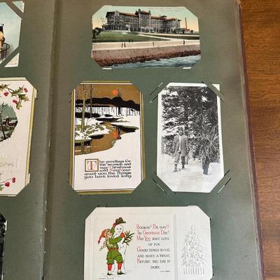 ANTIQUE POSTCARD BOOK FILLED WITH OLD POSTCARDS