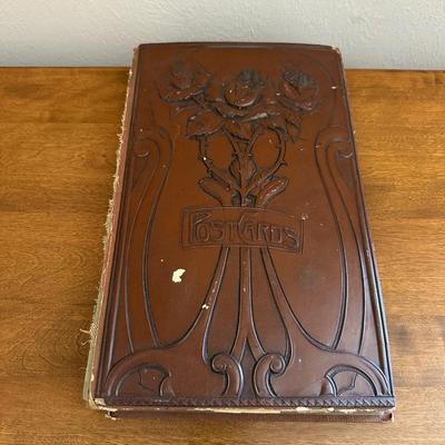ANTIQUE POSTCARD BOOK FILLED WITH OLD POSTCARDS