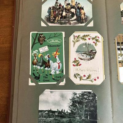 ANTIQUE POSTCARD BOOK FILLED WITH OLD POSTCARDS