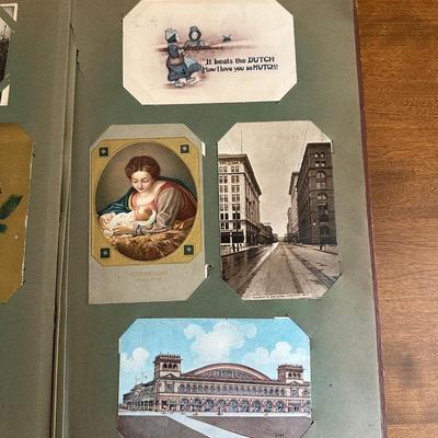 ANTIQUE POSTCARD BOOK FILLED WITH OLD POSTCARDS