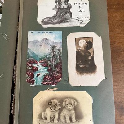 ANTIQUE POSTCARD BOOK FILLED WITH OLD POSTCARDS
