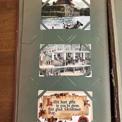 ANTIQUE POSTCARD BOOK FILLED WITH OLD POSTCARDS