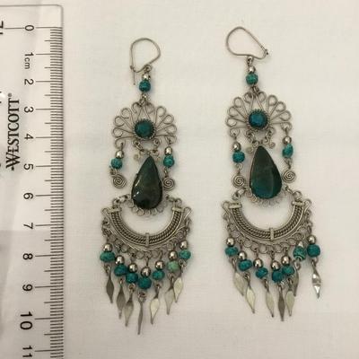 Beautifully handcrafted, vintage, green, jasper BoHo dangle earrings